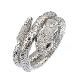 Bracelet Serpent Argent Souple Diamant