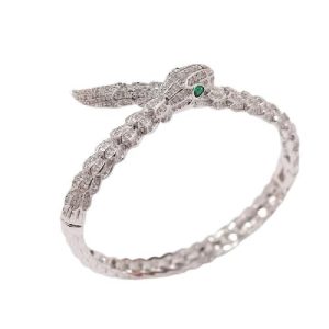 Bracelet Serpent Argent Yeux Verts